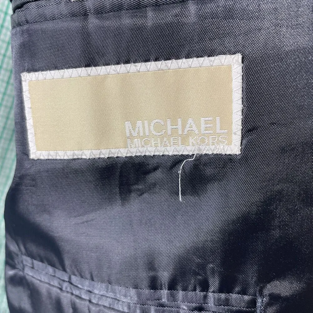 44R Michael Kors Navy-Blue Wool Metal-Buttons Blazer Jacket